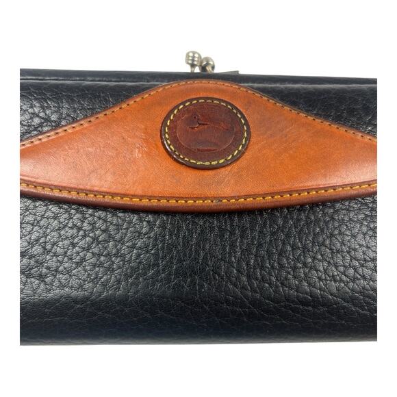 DOONEY & BOURKE Wallet Clutch Navy Blue Tan Vintage Kiss-Lock Bifold Classic - Picture 13 of 15